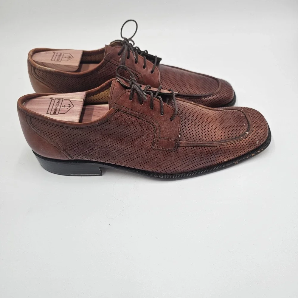 E.T. Wright Men's Brown Perforated Leather Oxford Dress Shoes Size 11B Made...‎